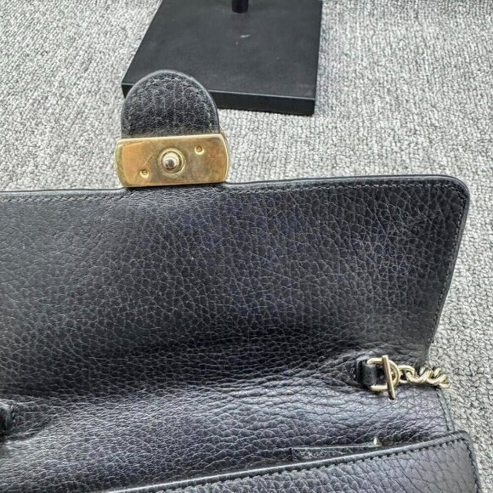 Authentic Gucci Soho Chain Crossbody Bag Black Pebbled Leather GG Logo LuxuryBag - Picture 11 of 16